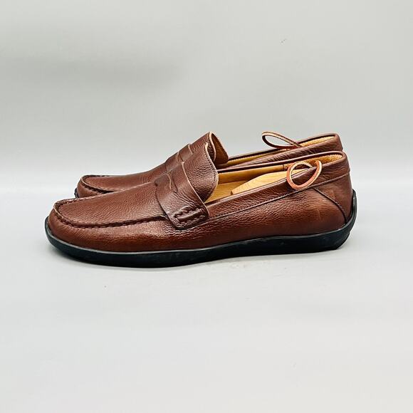Samuel Hubbard Shoes Mens 9.5 Brown Leather Free Spirit Driver Penny Loafer